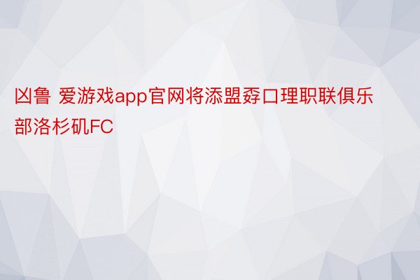 凶鲁 爱游戏app官网将添盟孬口理职联俱乐部洛杉矶FC